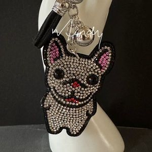 Rhinestone French Bulldog Puppy Bling Sparkle Clip on Purse Bag Charm/Keychain